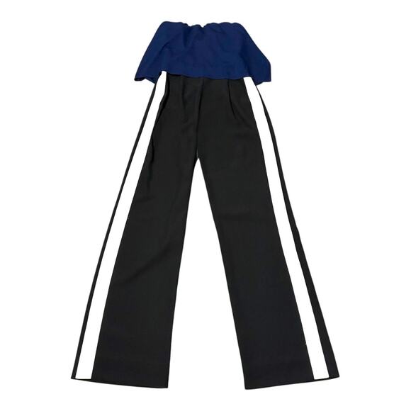 NWT Diane von Furstenberg Jumpsuit - Size 0 - Black/Navy - Strapless, Wide Leg - Picture 1 of 12